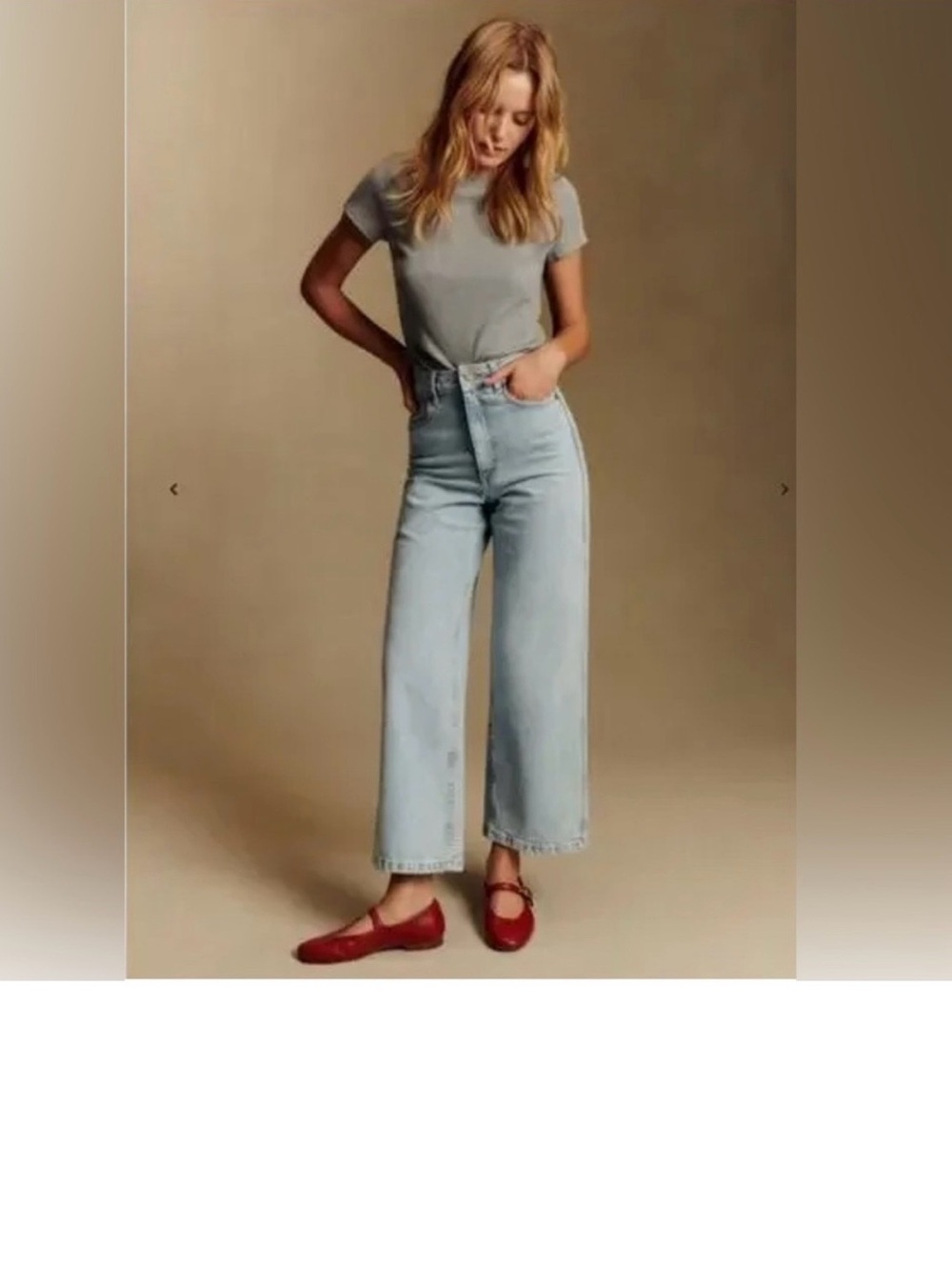 Sézane Le crop high-waisted acid wash Wide Leg Jeans - 38/6
